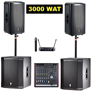 ZESTAW [5] - JBL 2 x PRX 512M  [2 x 500W] + PRX618XLF [2x1000W] + mikser+ mikroport