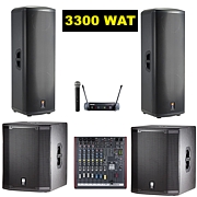 ZESTAW [6] - JBL 2 x PRX 525M  [2 x 650W] + PRX618XLF [2x1000W] + mikser+ mikroport